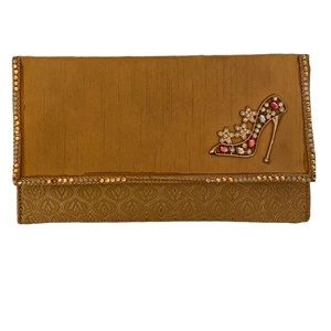 Gold Shoe Bead Embellished Clutch